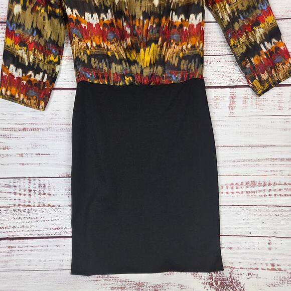 Aryn K Bodycon Mini Dress with Silk Top S Pleated High Neck Fitted Skirt Party - Picture 5 of 15